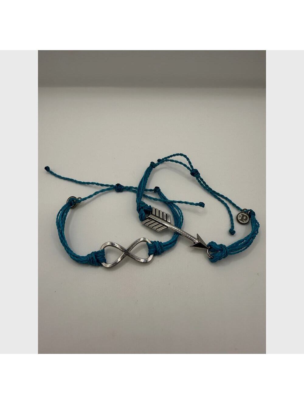 Pura Vida Infinity & Arrow Adjustable Bracelets Set of 2 Blue Cord